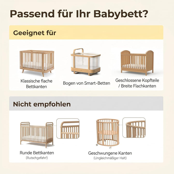 let's make Mobile Verbesserte Version Halterung Holz für Babybet, Höhenverstellbarer & 360° Drehbare