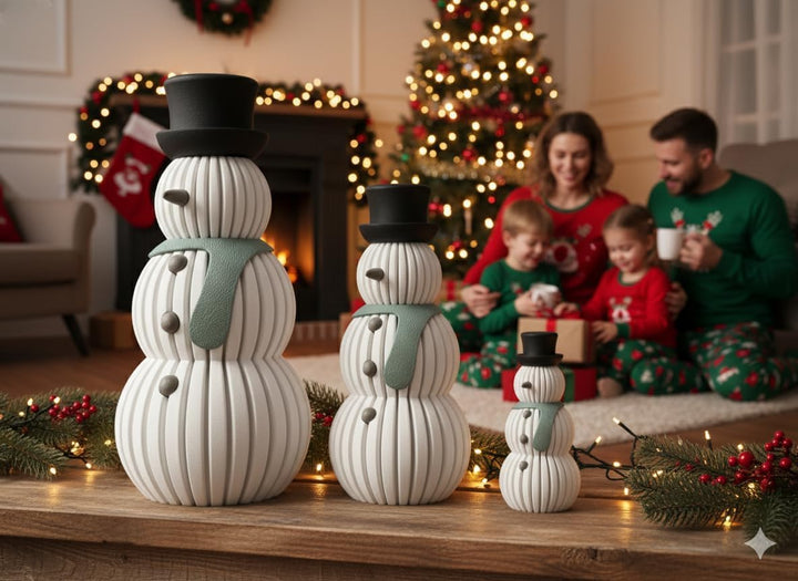 Schneemann Deko Figuren 3er Set - Moderne Weihnachtsdeko & Winterdeko für Ihr Zuhause | Stilvolle De