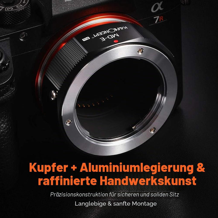 K&amp;F Concept M15105 MD-NEX Hochpräziser Kupfer-Bajonett Objektivadapter, für MD Objektiv auf Sony NEX