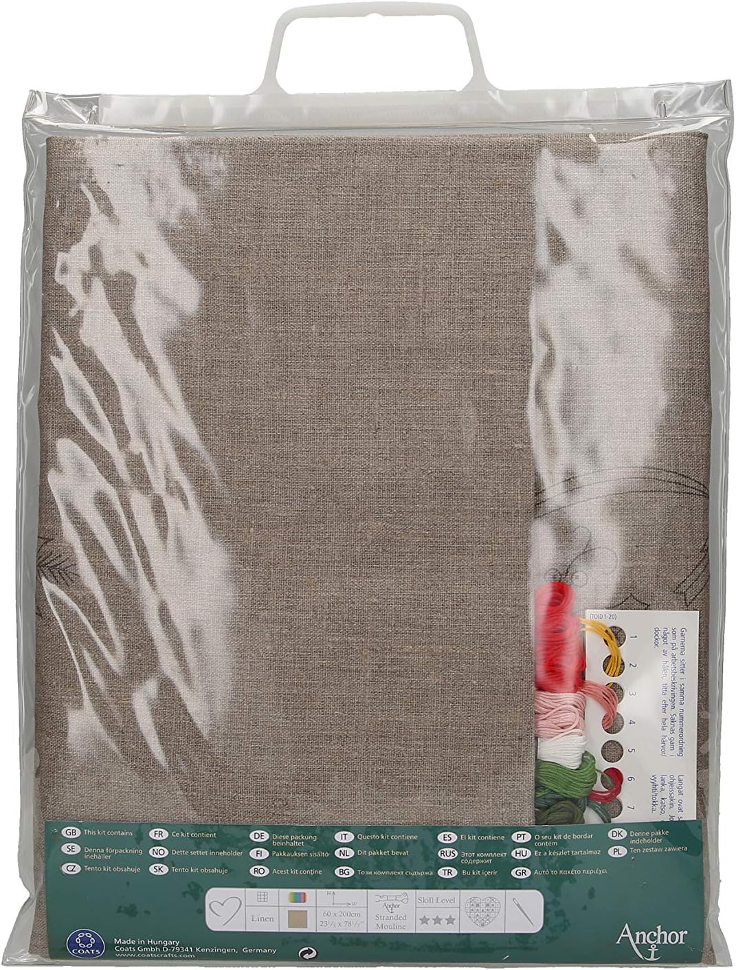 Anchor Kits Canvas, 100% Baumwolle, Bullfinches and Christmas Pelmet, 60 x 200 cm