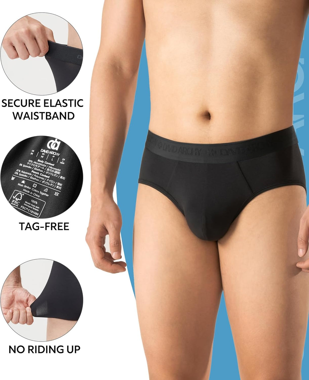 DAVID ARCHY Herren Boxershorts Mehrfachpack, Mirco Modal Stretcken Klassischer Retroshorts, Unterhos