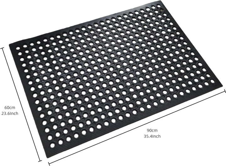 Strapazierfähige Gummimatte mit rundem Loch-Design, rutschfeste, wasserdichte Matte für den Innen- u