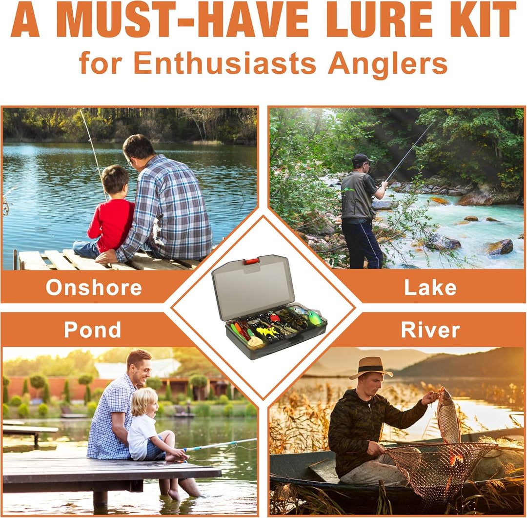 TRUSCEND Angeln Köder Set mit Tackle Box für Hecht, Zander, Forelle, Barsch, Angelzubehör einschlies
