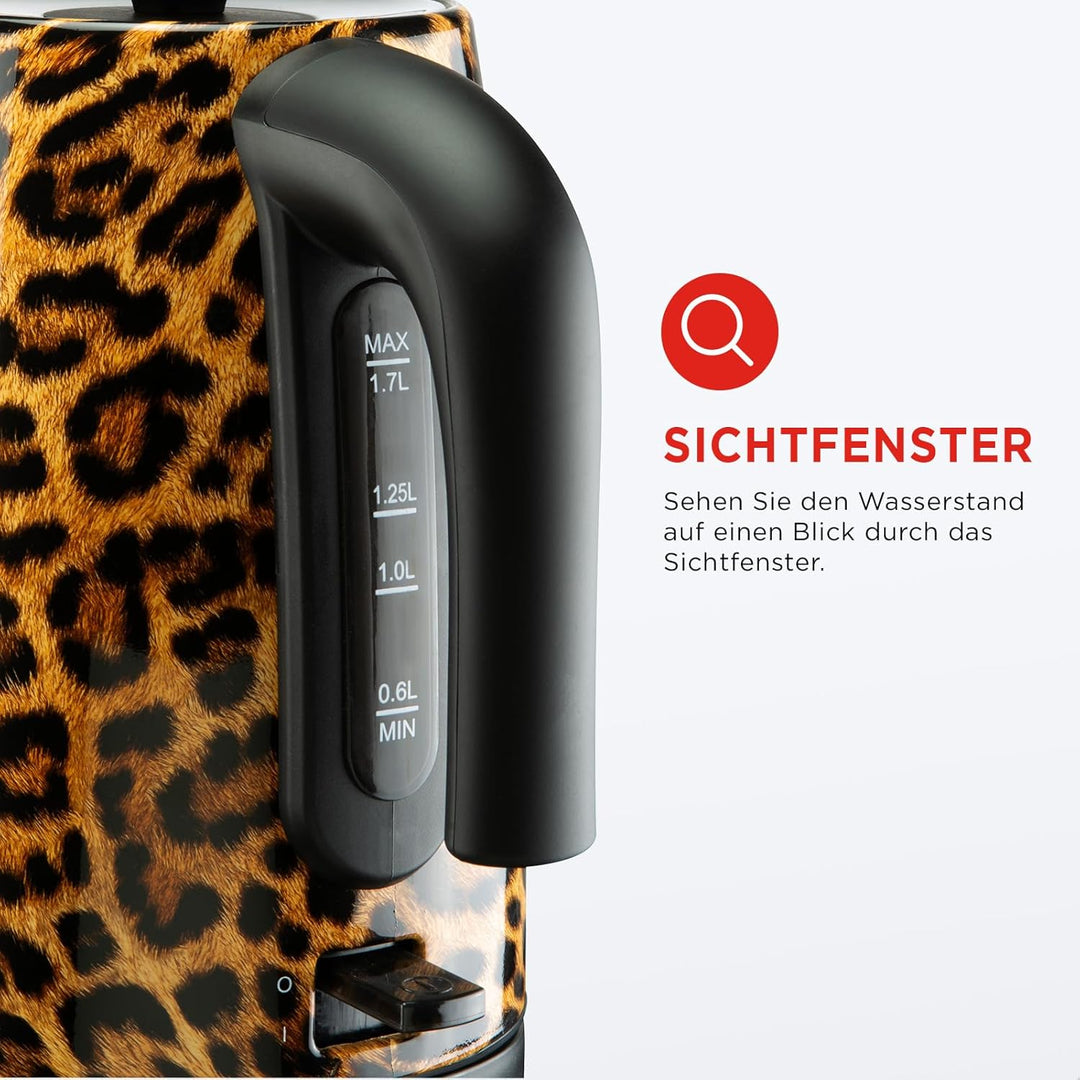 Trendy Panther Electric Kettle - Stylischer elektrischer Wasserkocher mit Panther-Print für moderne