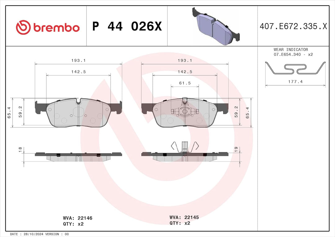 BREMBO P 44 026X Brake Pad