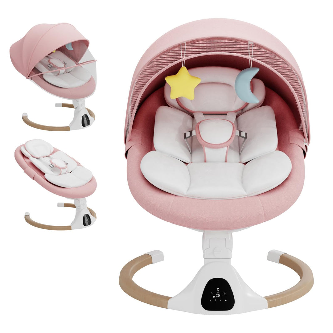 Babywippe Elektrisch, 0–6 Monate, max. 9 kg, Tragbares Neugeborenes Babyschaukel Indoor mit Bluetoot