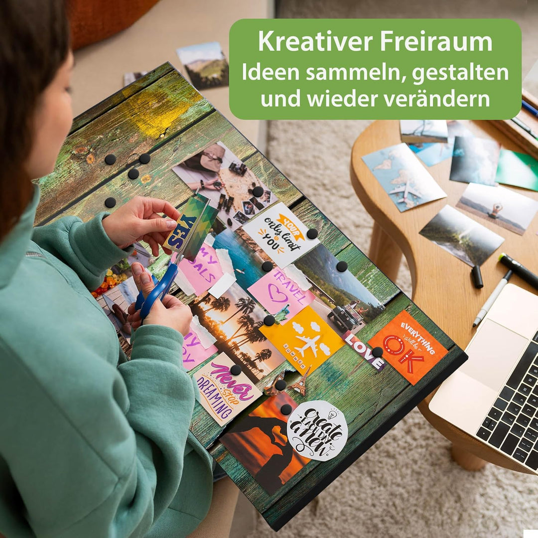 banjado Magnettafel schwarz 78 x 37cm / Magnetwand Metall/Magnetpinnwand als Memoboard/Pinnwand Magn