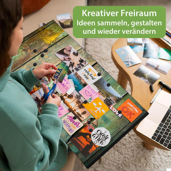 banjado Magnettafel schwarz 78 x 37cm / Magnetwand Metall/Magnetpinnwand als Memoboard/Pinnwand Magn