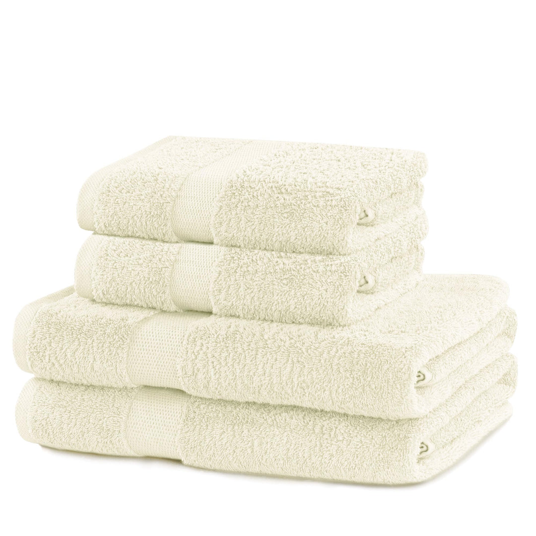 DecoKing 4er Set Baumwolle Qualität 525g/m² 2 Handtücher 50x100 cm und 2 Badetücher 70x140 cm Ecru E