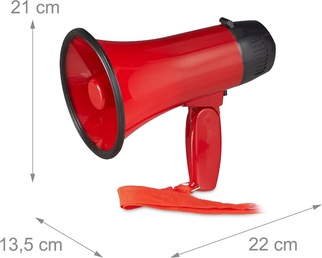 Relaxdays Megafon Stadion, Bullhorn mit klappbarem Griff und Schlaufe, lustiger Ole Sound, Megaphon
