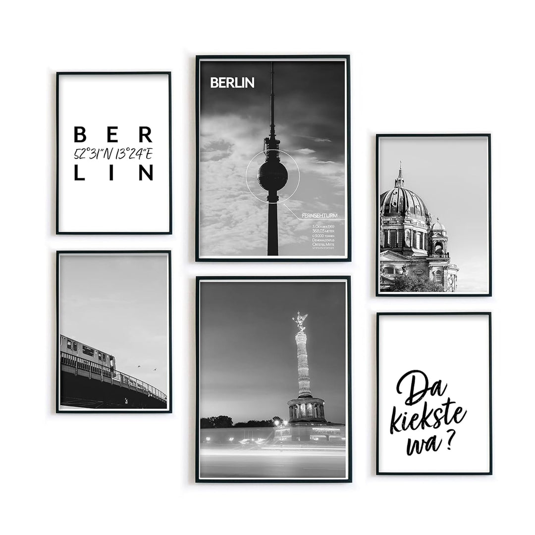 Berlin Poster - Wohnzimmer Bilder Set für Berliner - Geschenk Idee zum Einzug/Umzug - Hauptstadt - o