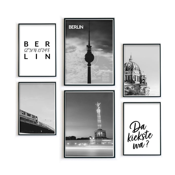 Berlin Poster - Wohnzimmer Bilder Set für Berliner - Geschenk Idee zum Einzug/Umzug - Hauptstadt - o