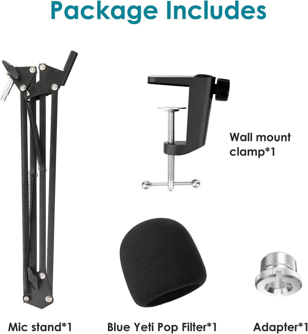 YOUSHARES Blue Yeti Mikrofon Arm, Blue Yeti Mikrofonständer mit Popschutz, Mikrofonarm mit Windschut