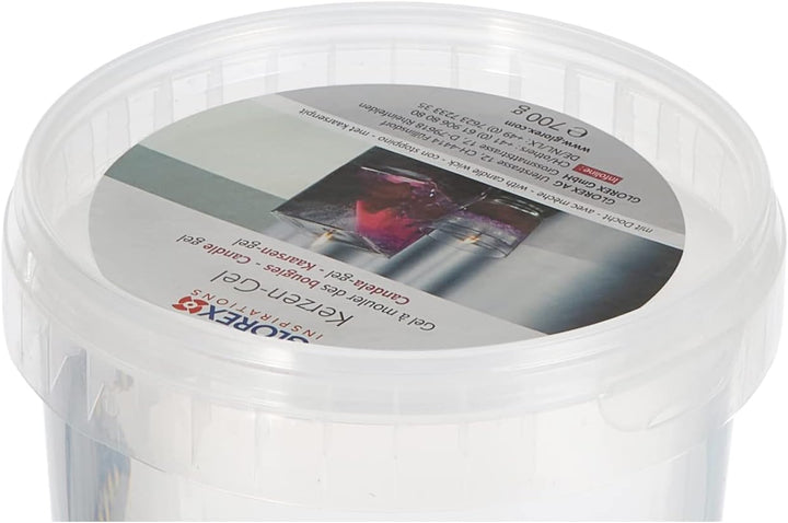 Glorex 6 8604 301 - Kerzengel farblos im wiederverschliessbaren 700 g Gefäss, inklusive Docht, kann