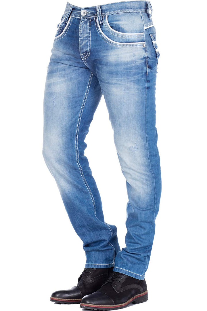 Cipo &amp; Baxx Herren Straight Fit Jeans Simba blau W 32W / 30L Blau, 32W / 30L Blau