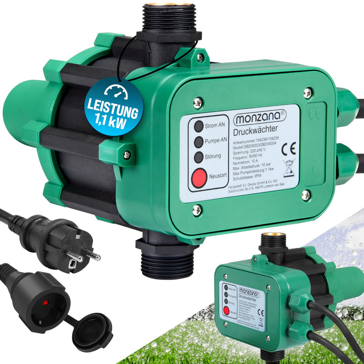 MONZANA® Druckwächter Druckschalter mit Kabel 10 Bar Gartenbewässerung Pumpensteuerung Hauswasserwer