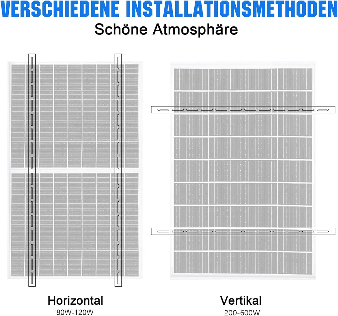 Solarpanel Halter 118cm Aluminium Balkon Kraftwerk Halterung mit verstellbarem Winkel 0-90°, 100W-80