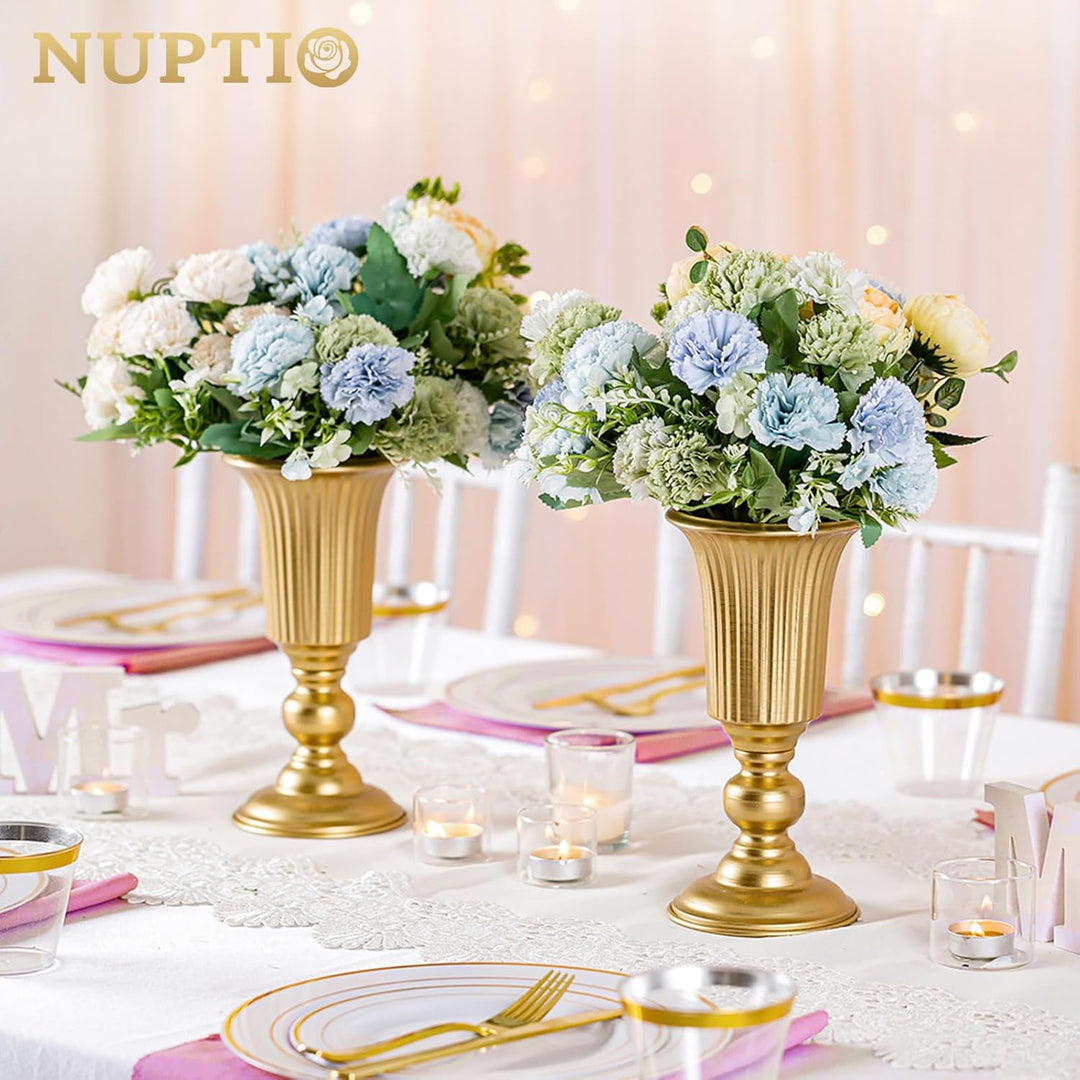 NUPTIO 2 Stück Geblühte Metall Trompetenvase Elegante Vase mit Mittelstücken für Hochzeitsfeiern, 23