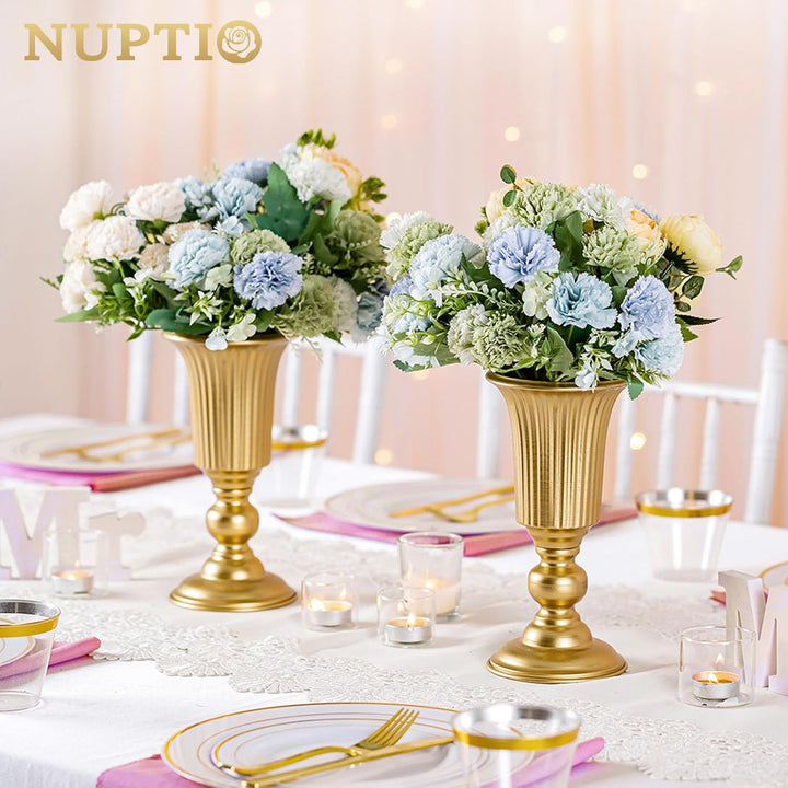 NUPTIO 2 Stück Geblühte Metall Trompetenvase Elegante Vase mit Mittelstücken für Hochzeitsfeiern, 23