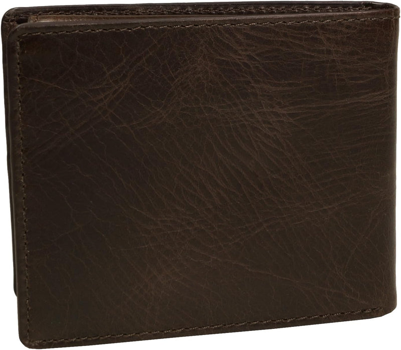 Fossil Herren Derrick Leder Bifold Geldbörse 11,43 cm L x 1,905 cm B x 8,89 cm H Dunkelbraun, Dunkel