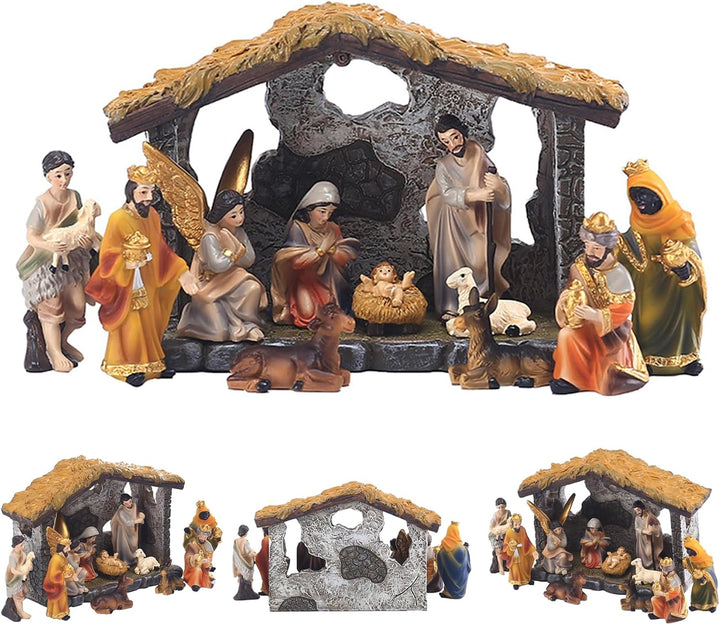 Krippe Figuren Set Weihnachten Mini Traditionelles Harz Jesus Geburtsdekorationen 1Set, Krippe Figur