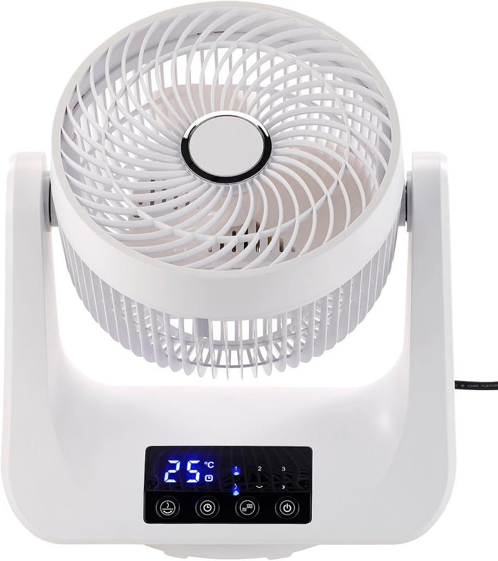 Sichler Haushaltsgeräte Raumlüfter: Digitaler 3D-Robo-Raumventilator & Luftzirkulator, 45 Watt, Ø 21