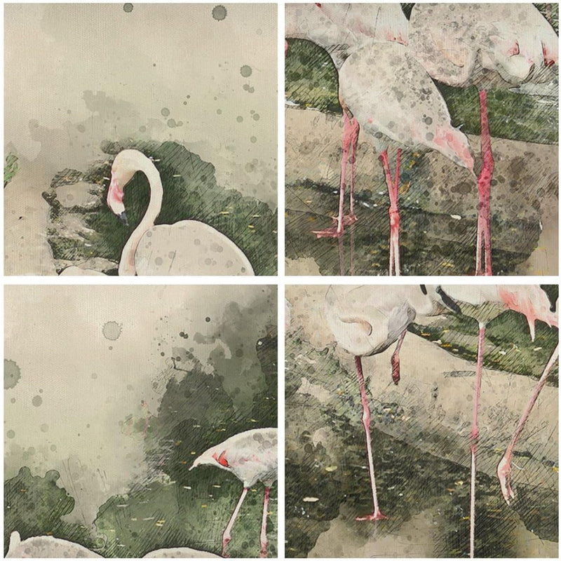 Wandbilder Dekoration Wohnzimmer Flamingo Vogel Wasser Panorama Bilder auf Leinwand 120x50cm Leinwan