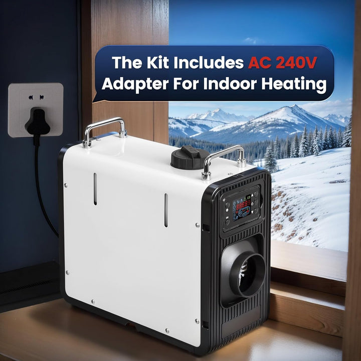 12V/24V Diesel Standheizung, 8KW Luft Dieselheizung mit Bluetooth APP & Adapter, 0,15-0,44 l/h, Air
