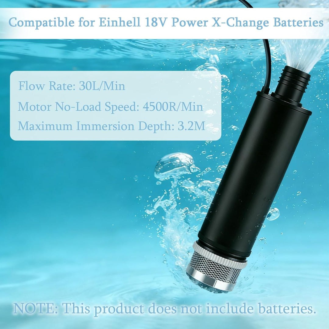 Tragbare Wasserpumpe für Einhell 18V Batterie (Keine Batterie), Akku Tauchpumpe 30L/Min Lift 15FT 12