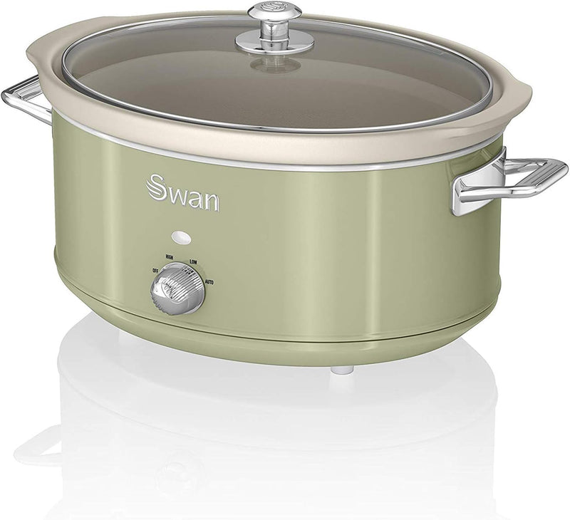 Swan Retro SF17031GN Slow Cooker 6,5L Abnehmbarer Kochbehälter, PFOA-und PTFE-freier Keramischer Ant