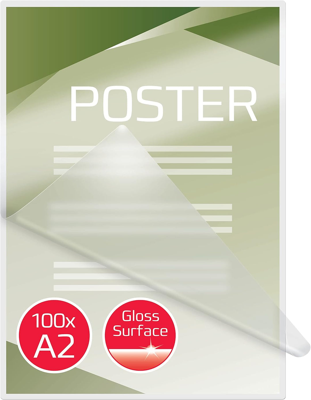 GBC Laminierfolien A2 125 mic, Robuste Laminiertaschen im 50er Pack, Grossformat, Glänzend, Transpar