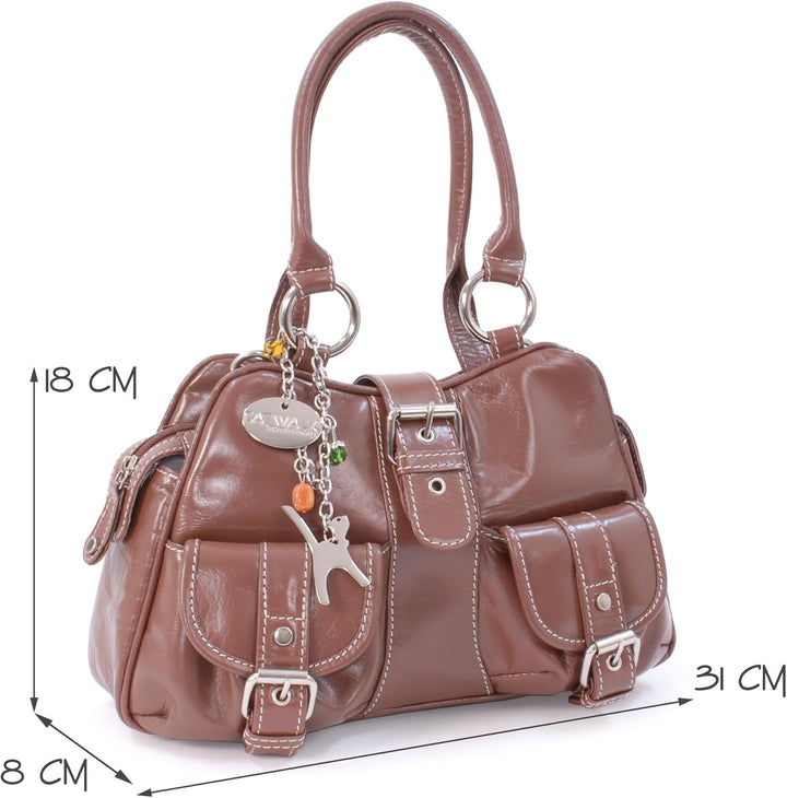 Catwalk Collection Handbags - Leder - Umhängetasche/Henkeltasche - Handtasche mit Schultergurt/Schul