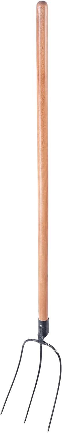 KADAX Heugabel aus Stahl, Gabel mit langem Stiel aus Holz, Forke, Gartenforke, Spatengabel, Grabegab