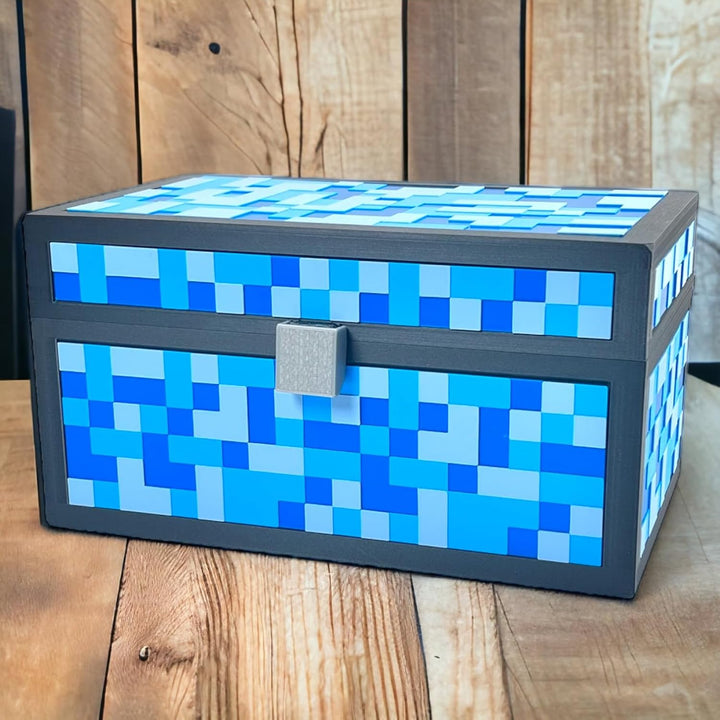 XXL Kinder Truhe - 3D-Spielbox im Pixelstil - Bunte Dekoration für Kinderzimmer - Leicht und geräumi