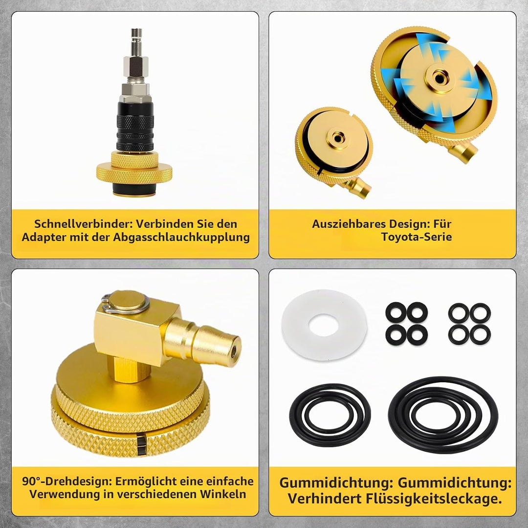 20-TLG Bremsenentlüftungsgerät Adapter mit 4 Quick Adapter, Bremsenentlüftungsadapter aus Metall für