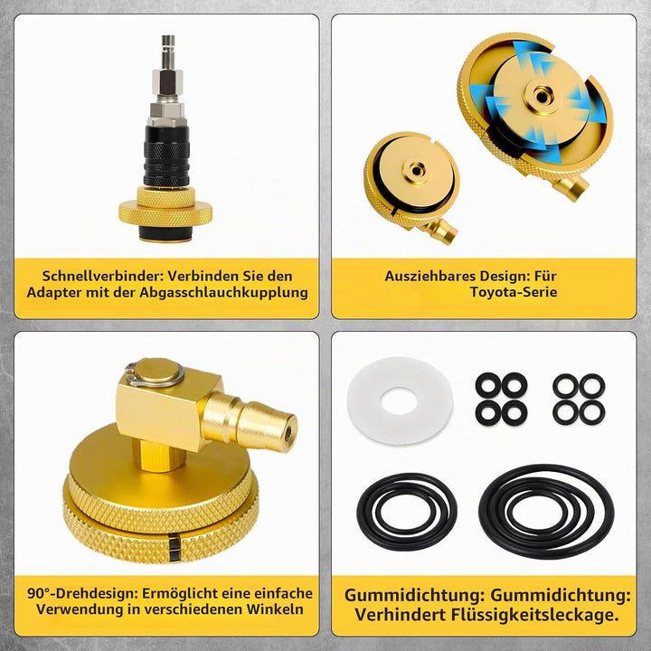20-TLG Bremsenentlüftungsgerät Adapter mit 4 Quick Adapter, Bremsenentlüftungsadapter aus Metall für