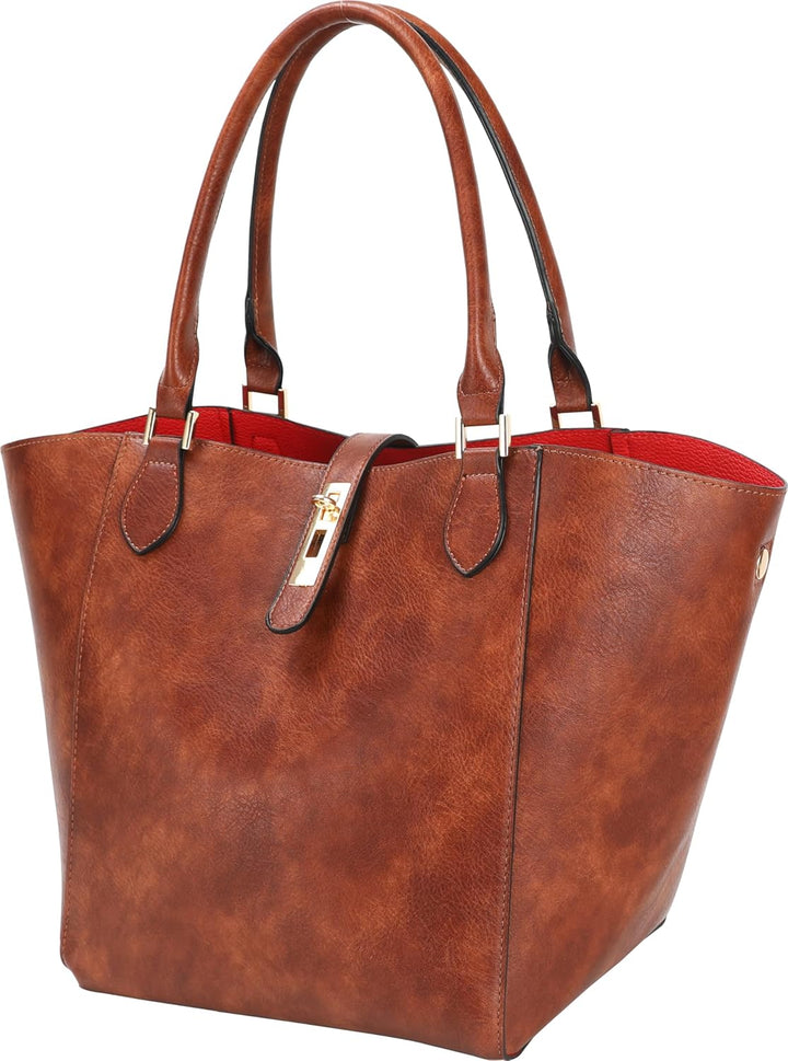 SQLP Damen Henkeltaschen Leder Gross Kapazität Shopper Tasche Student Schultasche Arbeit Handtasche