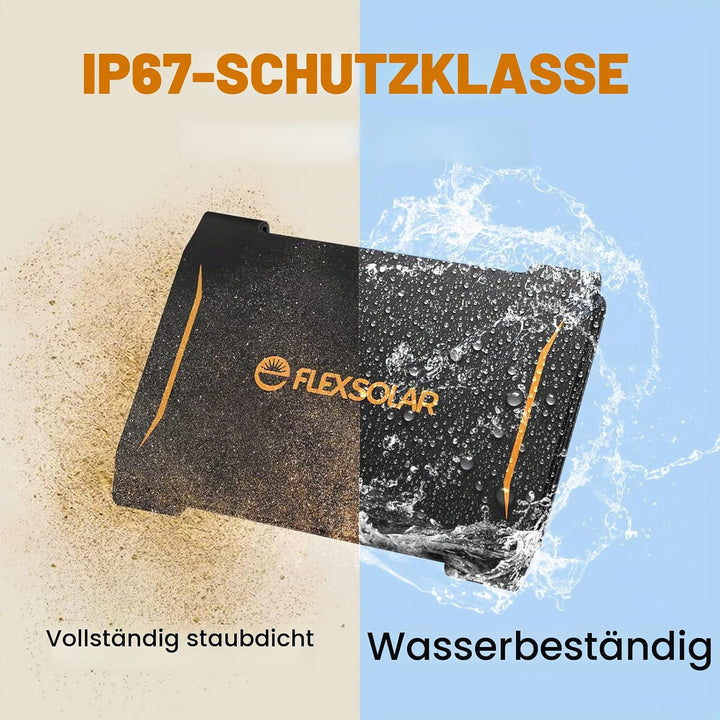 FlexSolar 15 W tragbares Solarpanel-Ladegerät (5.5 V/2.9 A max), wasserdicht, faltbar, IP67, mit USB