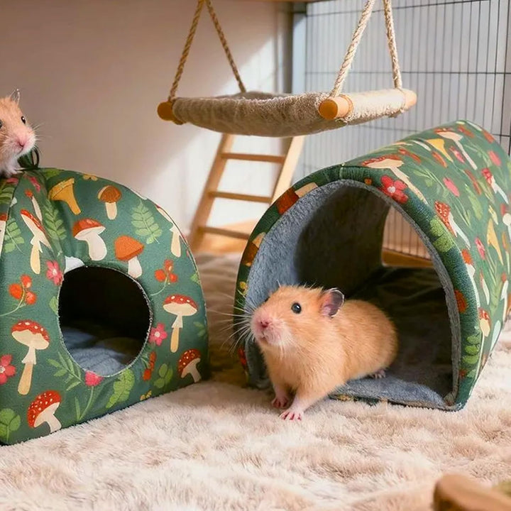 2er Set Meerschweinchen Bett: Ultraweiches Material Meerschweinchen Tunnel, Kuschelhöhle mit abnehmb