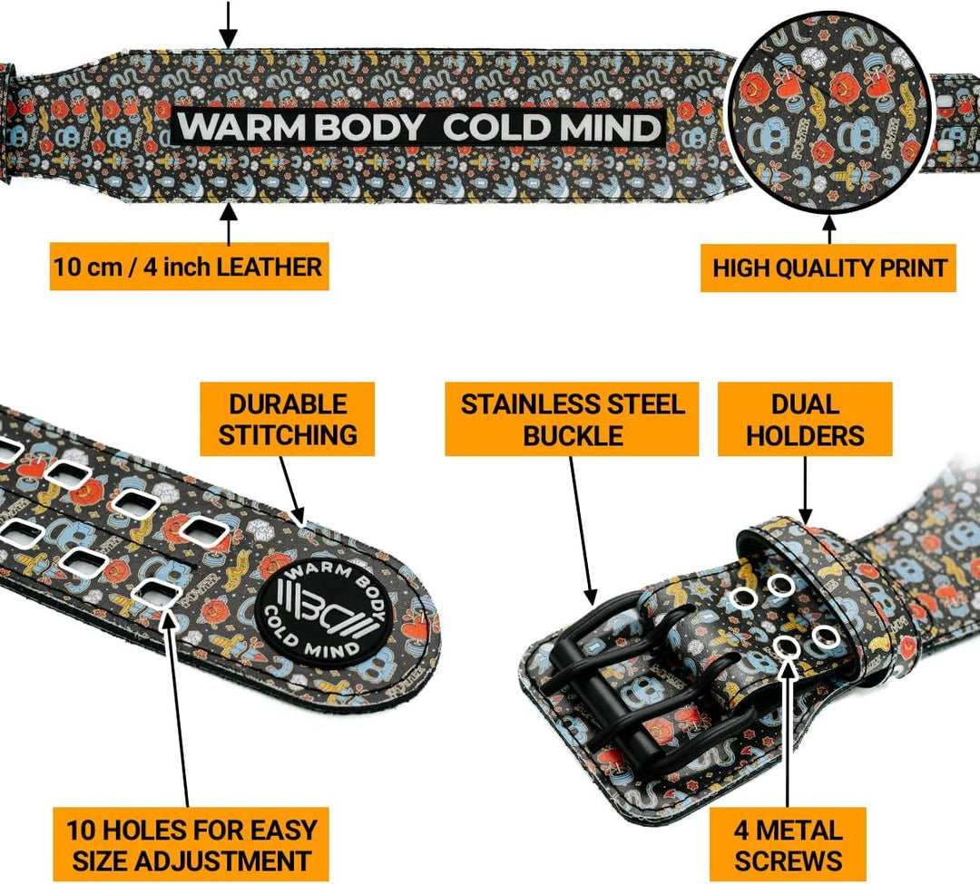 WARM BODY COLD MIND Premium Gewichthebergürtel aus Leder (10cm) für Krafttraining - Gym Gürtel für G