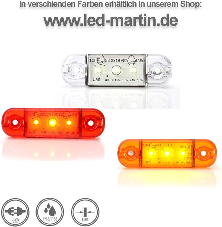 LED-MARTIN® 6er Sparset Umrissleuchte ROT 12V/24V Begrenzungsleuchte Positionsleuchte dünn