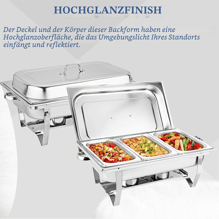 Chafing Dish,Edelstahl Warmhaltebehälter,Speisenwärmer, Edelstahl Speisenwärmer Behälter,Wärmebehält