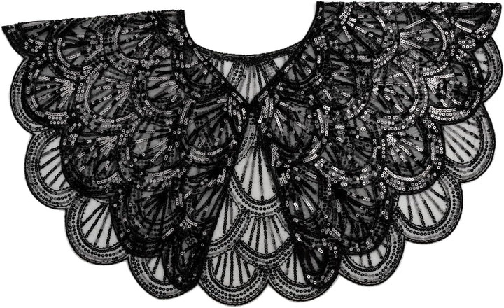 keland Damen Festlich Pailletten Umhang Schal Schultertuch Stola Tuch für Abendkleid Z-schwarz, Z-sc