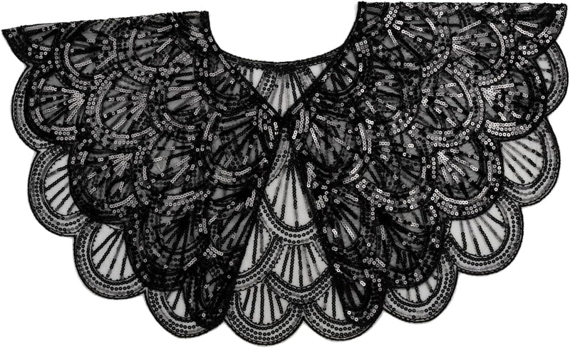 keland Damen Festlich Pailletten Umhang Schal Schultertuch Stola Tuch für Abendkleid Z-schwarz, Z-sc