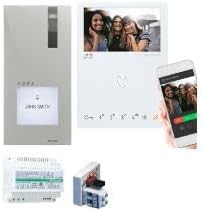 Comelit Video-Gegensprechanlage Quad 2 Drähte und Monitor innen, Mini Freisprecheinrichtung, WLAN, F