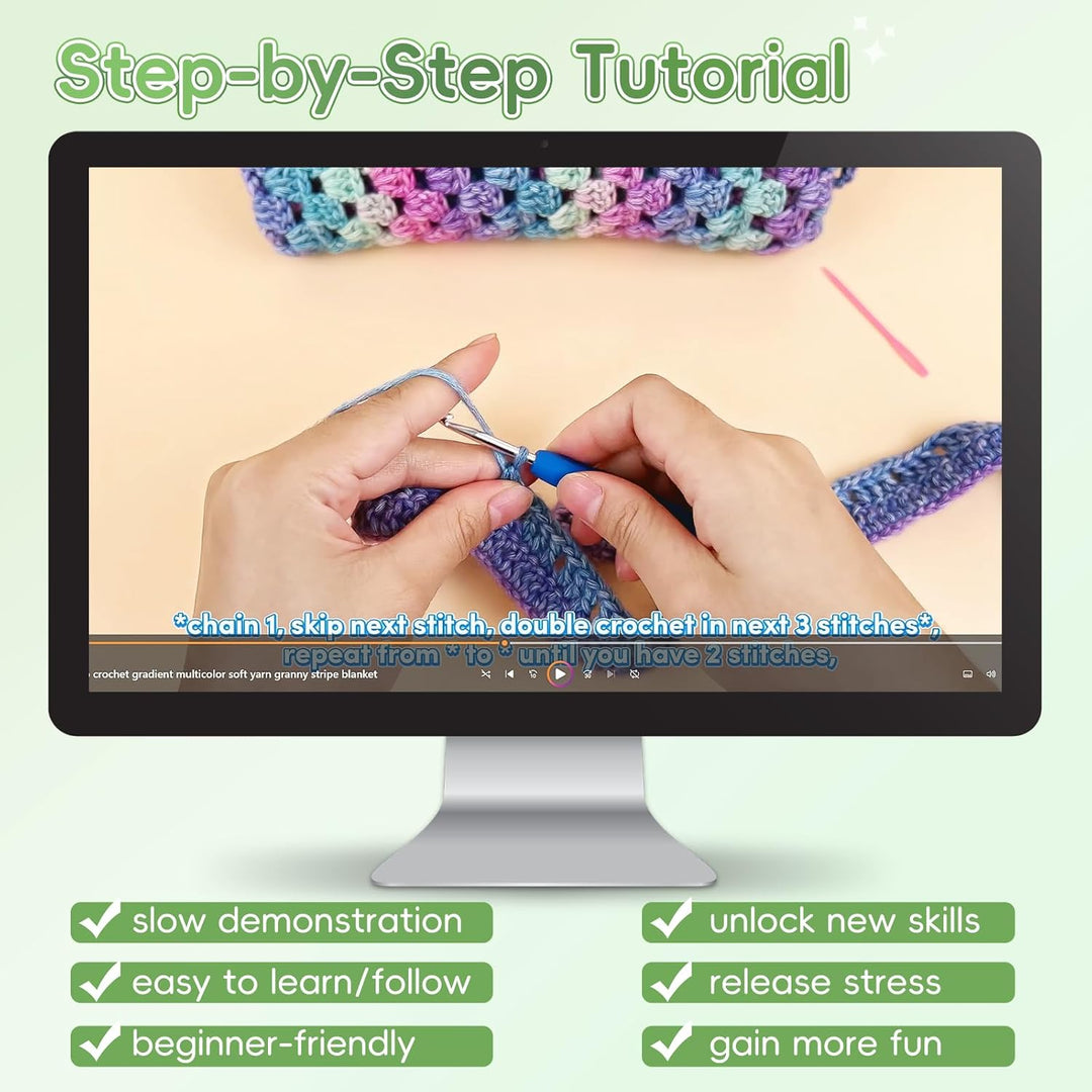 Aeelike Häkelset für Anfänger, Crochet Set Decke Erwachsene, Beginner Häkelsets mit 5 Knäuel Weich G