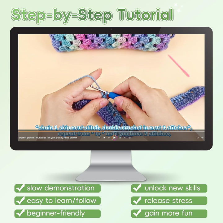 Aeelike Häkelset für Anfänger, Crochet Set Decke Erwachsene, Beginner Häkelsets mit 5 Knäuel Weich G
