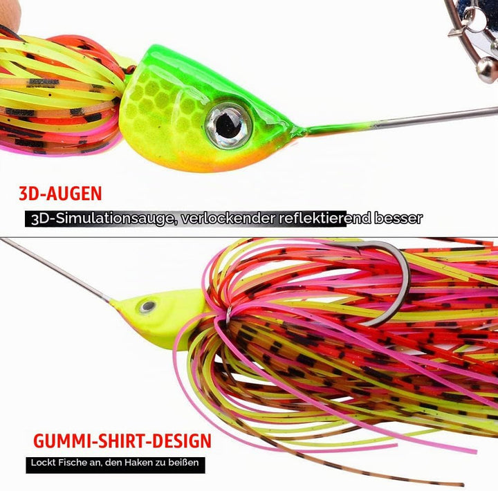 Chatterbait Set 5 Stück in Box 15g | Chattbait Hecht &amp; Barsch Köder Set | Angel Kunstköder Hechtköde