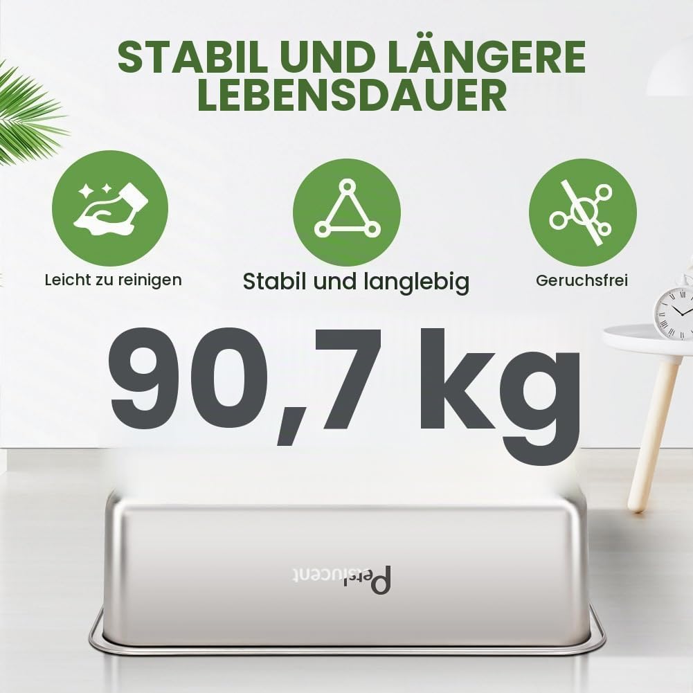 Katzentoilette aus Edelstahl: Extra grosse Metall-Liter-Box – leicht zu reinigende hohe Seite Katzen
