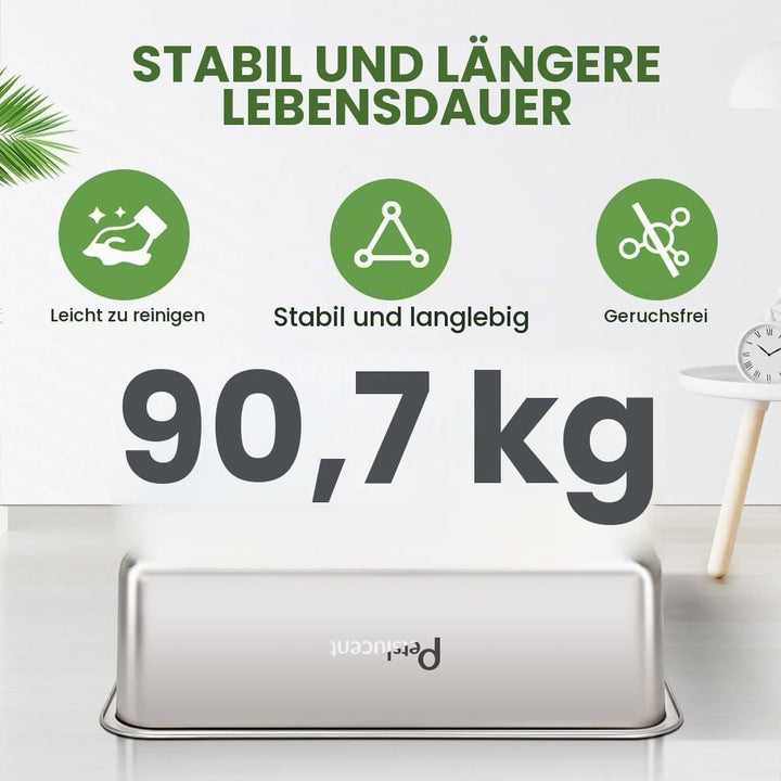 Katzentoilette aus Edelstahl: Extra grosse Metall-Liter-Box – leicht zu reinigende hohe Seite Katzen